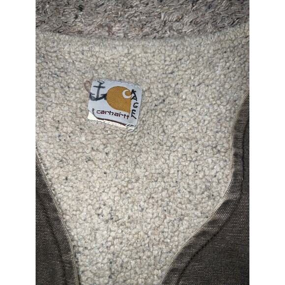 CARHARTT vintage?Vest 2XL Brown Sherpa Lined Duck Canvas Ranch Work Wear Zip Up - Picture 5 of 9